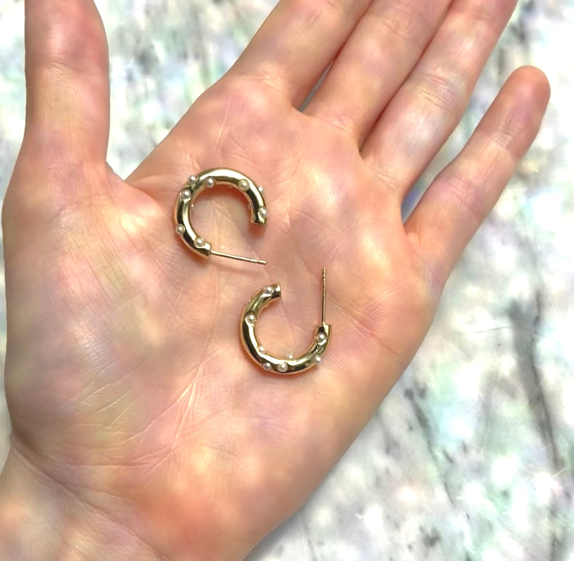 Pearl Confetti Hoops